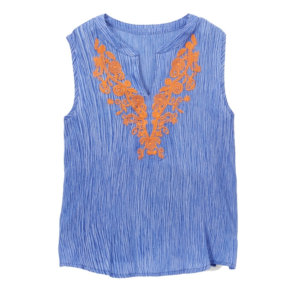 Tea n Rose Girls "Blue Embroidered Top"